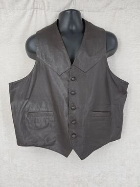 Vintage Men's Brown Leather Western Vest